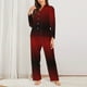 thumbnail image 2 of Balery Red Geometric Conjunto de Pijama con Estampado para Mujer, Conjunto de Dos Piezas con Manga Larga, Ropa de Dormir Suave con Bolsillos, Pijamas Cómodos-Medium, 2 of 7