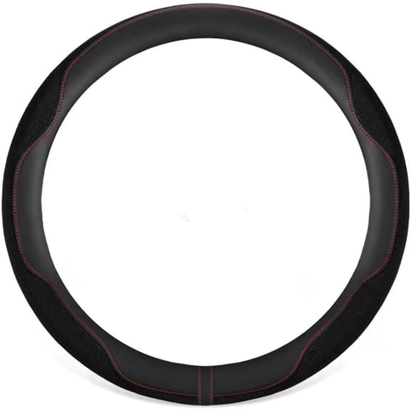 Car Steering Wheel Cover with Ice Silk, Universal 15 Inch Automotive Microfiber Breathable Leather, Anti-Slip, Warm in Winter and Cool in Summer