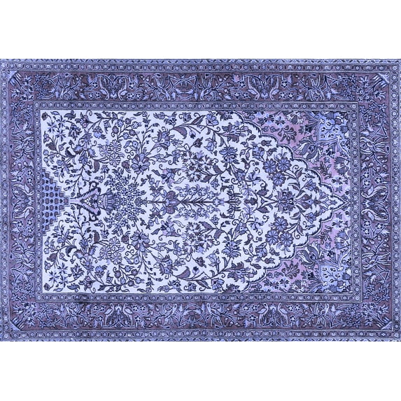 Ahgly Company Machine Washable Indoor Rectangle Persian Blue Traditional Area Rugs, 5' x 7'