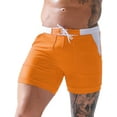 thumbnail image 2 of UVEASISHA Swim Shorts for Men Summer Beach Swim Trunks Stretchy Waist Drawstring Swim Brief Slim Fit Casual Solid Board Shorts Holiday Sales Today Orange XL, 2 of 5