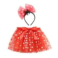 thumbnail image 3 of Bainana Mesh Skirt For Girls Child Polka Dot Print Elastic Waist Layer Tulle Skirts Lightweight Casual Girls Dance Wear With Hairband Red Size 5-8 Years, 3 of 5