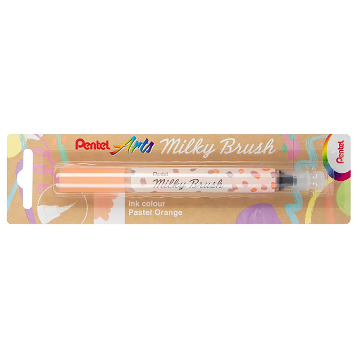 Pentel Arts Milky Brush Pen, Pale Orange Ink, Pack of 3