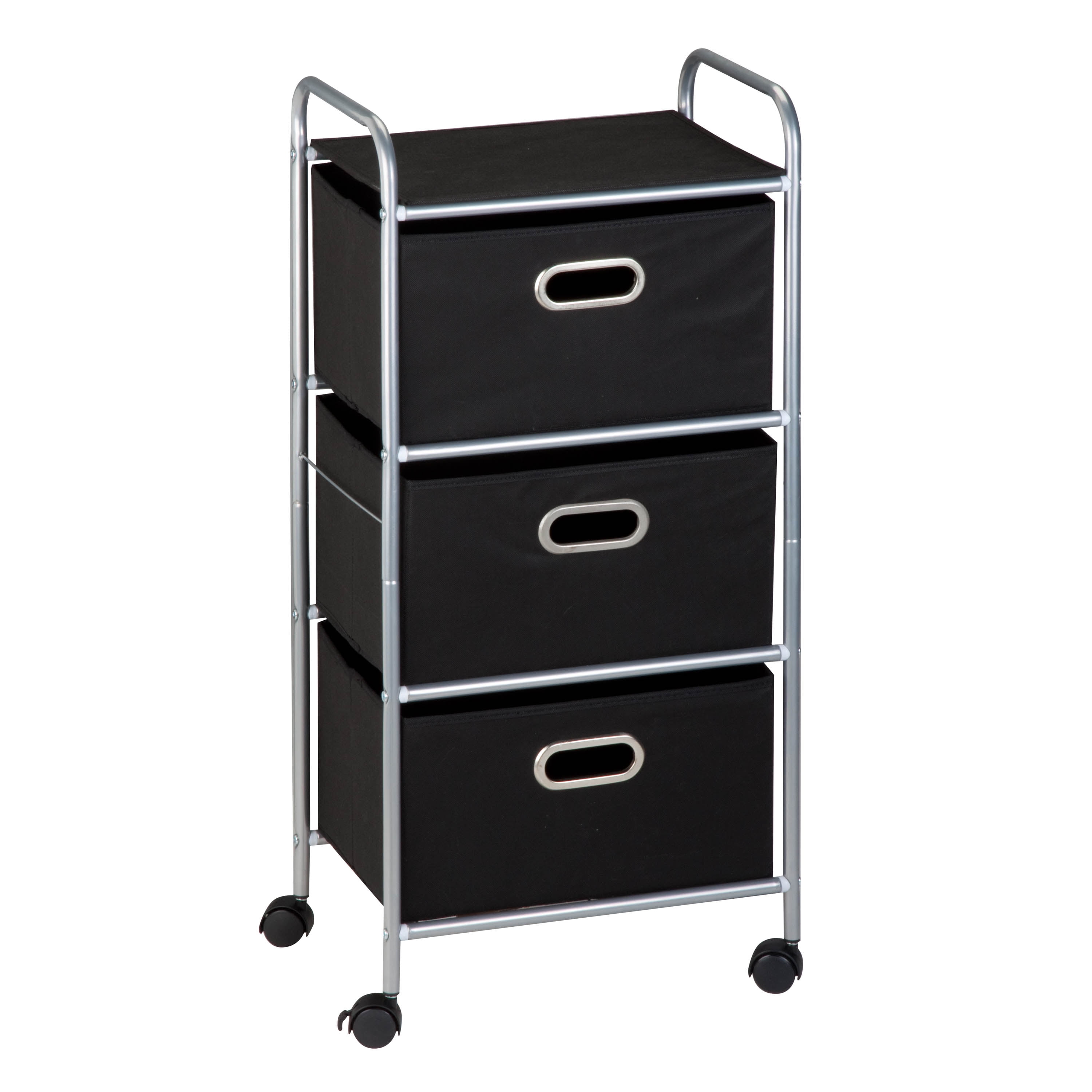 NEW 3 PACK  Home Logic 3 BLACK Fabric Drawer Storage Cart WITH WHEELS 