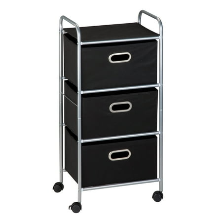 Honey-Can-Do Steel and Fabric 3-Drawer Rolling Cart, Black