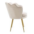 thumbnail image 7 of Mid Century Modern Vanity Velvet Chair for Living Room, Fabric Upholstered Arm Chair Guest Chair with Golden Metal Legs, Set of 2, Small, White, 7 of 7