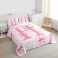 thumbnail image 3 of Castle Fairy Personalized Alphabet Pink H Full Size Comforter Sets,Bow Tie Bedding Sets, 3 of 8
