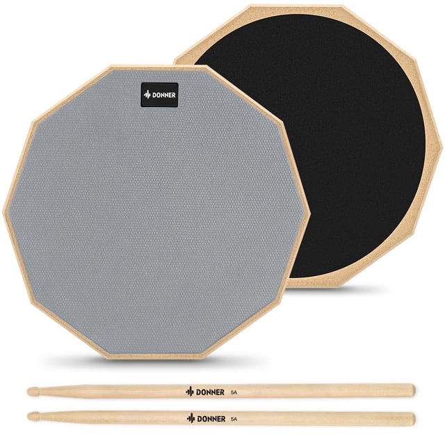 Drum Practice Pad Donner Silent de 8 pulgadas con baquetas, color gris
