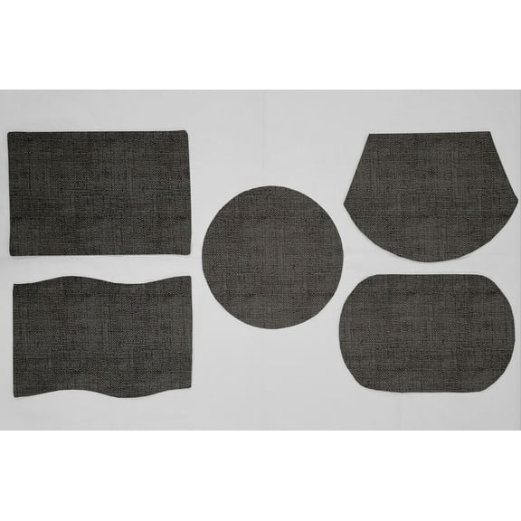Faux Burlap Placemats by Penny's Needful Things (Oval - Set of 2) (Black/Gray)