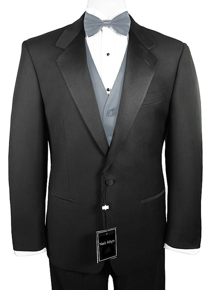 black and silver prom tuxedo