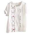 thumbnail image 1 of Gibobby Playera De Algodón Top corto Camisa bohemia Blusa bordada Mangas de verano Blusa floral para mujer（Blanco， XXXXXL), 1 of 5