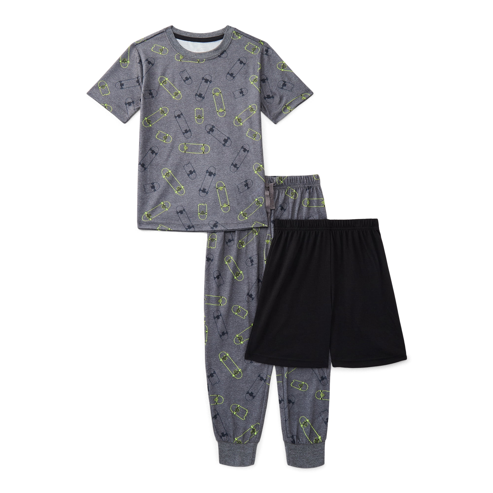 Wonder Nation Boys 3-Piece Pajama Set with Tee, Shorts and Joggers, Sizes 4-18