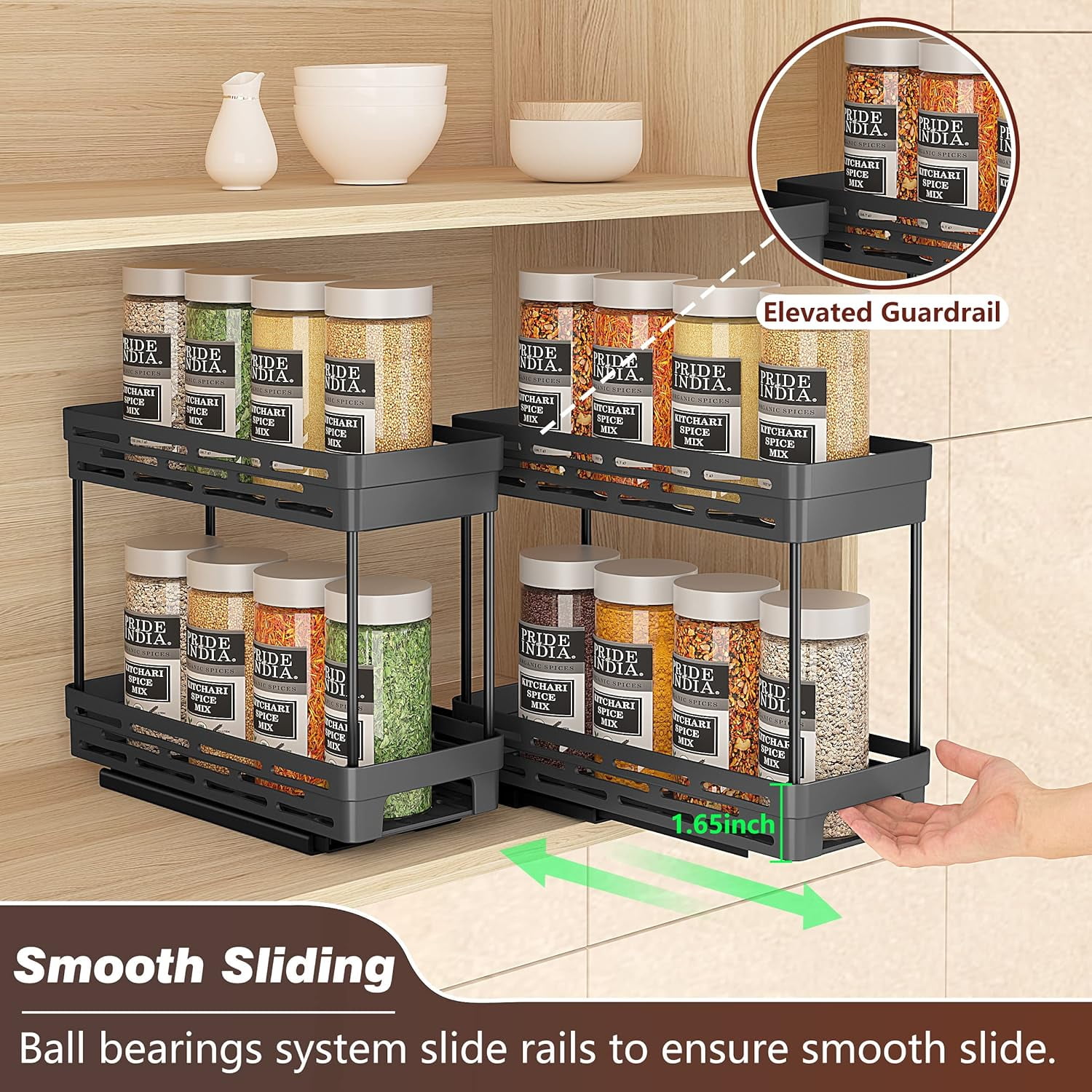 2 Pack Pull Out Spice Rack Organizer for Cabinets Slide Out Design Easy Installation Walmart