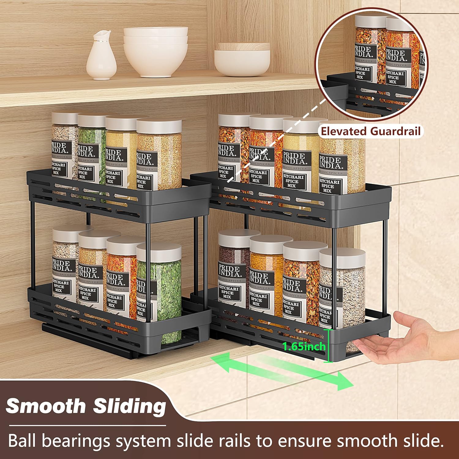 Aokiwo 2-Pack Pull-Out Cabinet Spice Rack Organizer photo 7