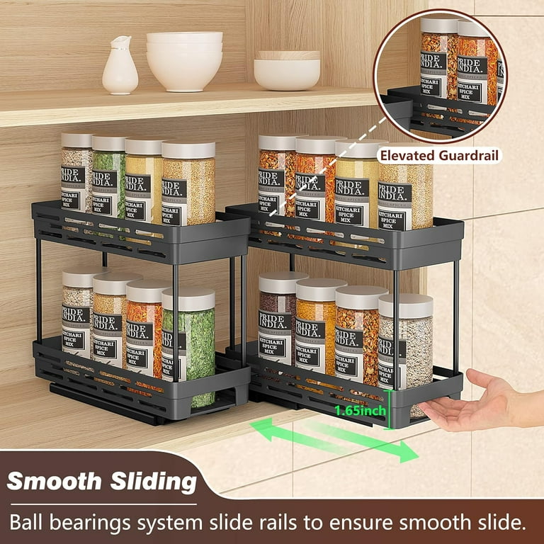 Packs Pull Out Spice Rack Organizer for Cabinet, AOKIWO Slide