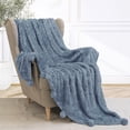 thumbnail image 3 of Pavilia Sherpa Blue Flannel Throw Blanket, 60” x 80”, 3 of 7