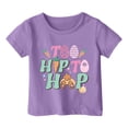 thumbnail image 3 of PMVFHDE Hauts d'Été Tendance Fille Hauts d'Été Manches Courtes pour Fille Hauts Manches Courtes Filles Hauts Enfants Filles Pâques Mignon Graphique Col Rond T-Shirt d'Été Violet, 2-3 Ans, 3 of 4