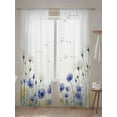 thumbnail image 5 of Sheer Curtains 2 Panels Set, Purple Flower Watercolor White Flowers Bird Country Window Sheer Curtains for Living Room/Bedroom, Light Filtering Rod Pocket Voile Drapes, 52" W x 108" L, 5 of 7