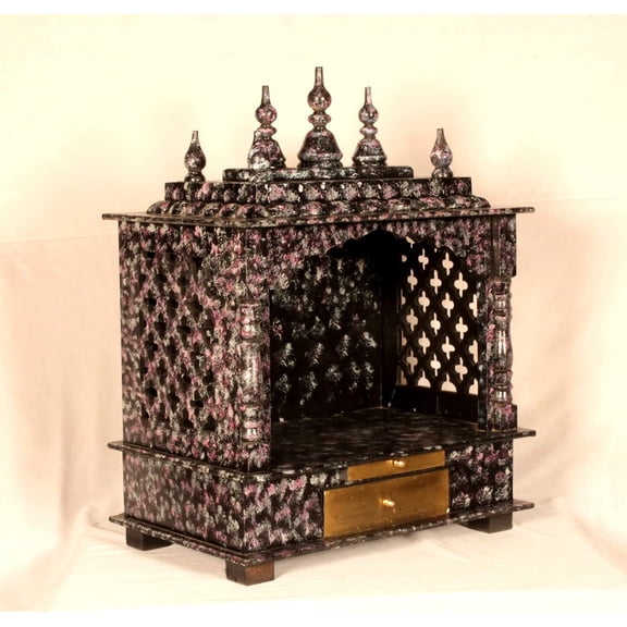 Home and Bazaar Rajasthani Ethnic Handcrafted Wooden Temple / Mandir / Pooja Ghar / Mandapam Size 18x12x24 InchHB17KI-198