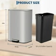 thumbnail image 2 of Fingerprint-Proof Stainless Steel Trash Can, Rectangular Step-On Garbage Bin with Removable Inner Bucket & Soft-Close Lid, 2 of 7