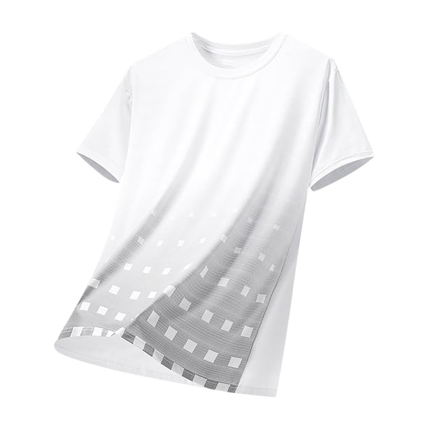 Camiseta Transpirable Delgada de los Hombres, Verano Suelto Ajuste Mitad de Manga Casual Top para el Aire Libre Y el Uso Diario, Camiseta de Moda Ligera