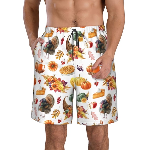Fotbe Thanksgiving Turkeys 1 Trajes de Baño Estampados para Hombre, Shorts de Verano de Secado Rápido, Ropa de Playa, Bañadores-Large