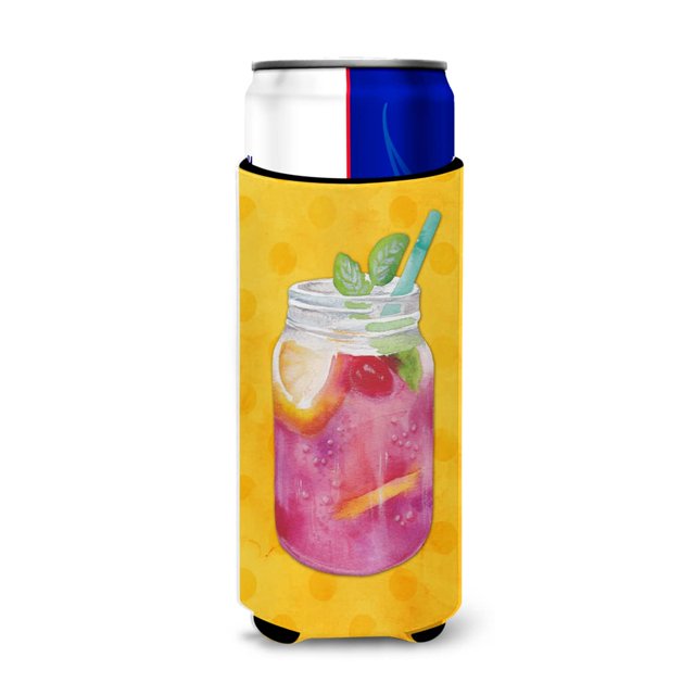 ""Caroline'S Treasures Mason Jar Cóctel Amarillo Polkadot Bebida Aislador Hugger Slim Multicolor""