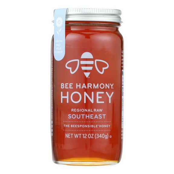 (Price/Case)Bee Harmony Honey Regional Raw - Case of 6 - 12 OZ