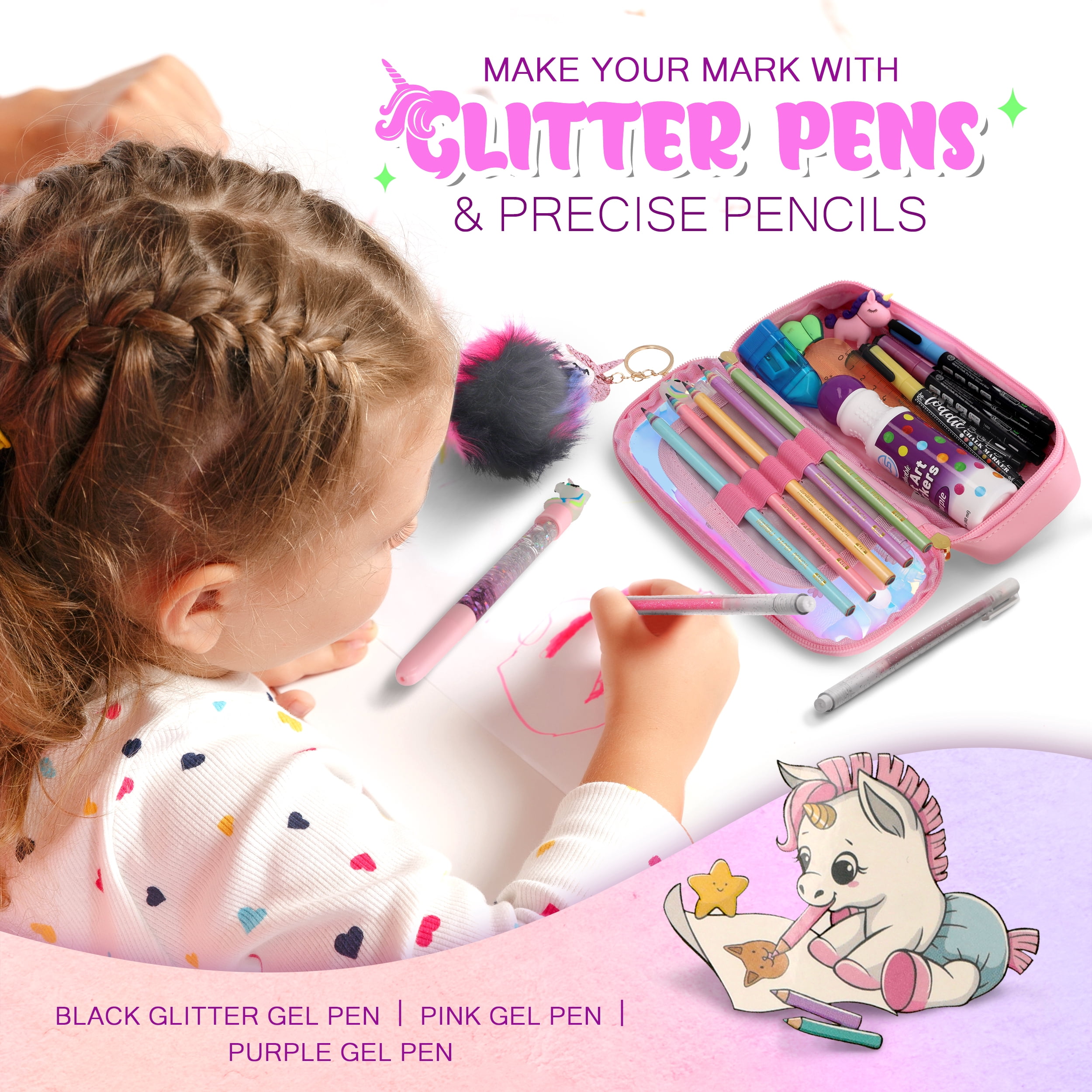 Unicorn Pencil Case With Supplies