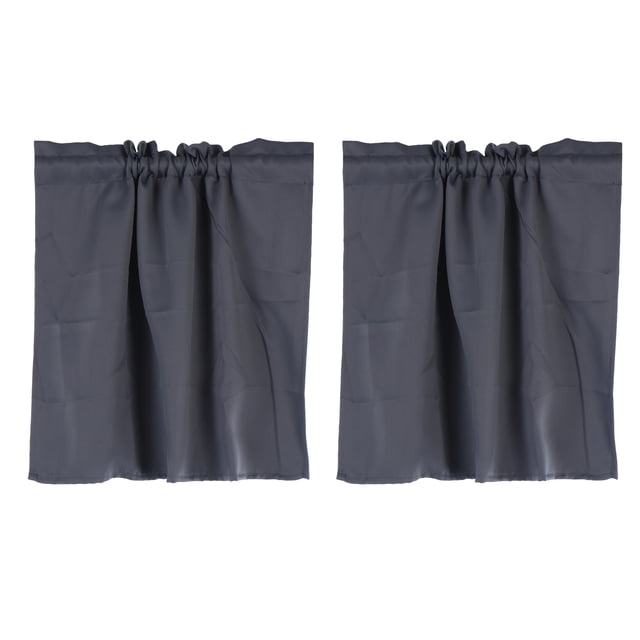 Unique Bargains Rideaux Courts à Étages 29 Pouces L x 24 Pouces L Demi-Rideau pour Fenêtre Française 2 Panneaux Gris
