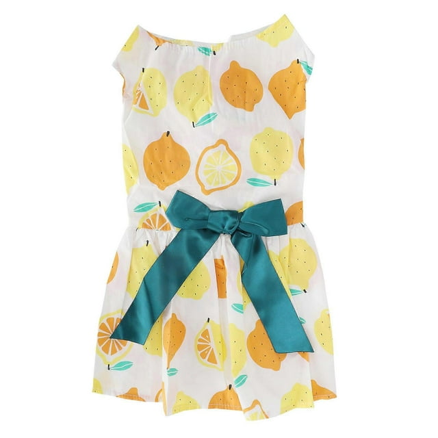 Pet Small Dog Polyester Clothes Soft Dress Costume Fruit Pattern Skirt for Summer PartyOrange Yellow L