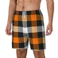 thumbnail image 2 of Gaeub Orange Plaid Mens Swim Trunks Stretch Beach Shorts Quick Dry for Men Swim Shorts Swimwear with Pockets- XX-Large, 2 of 9