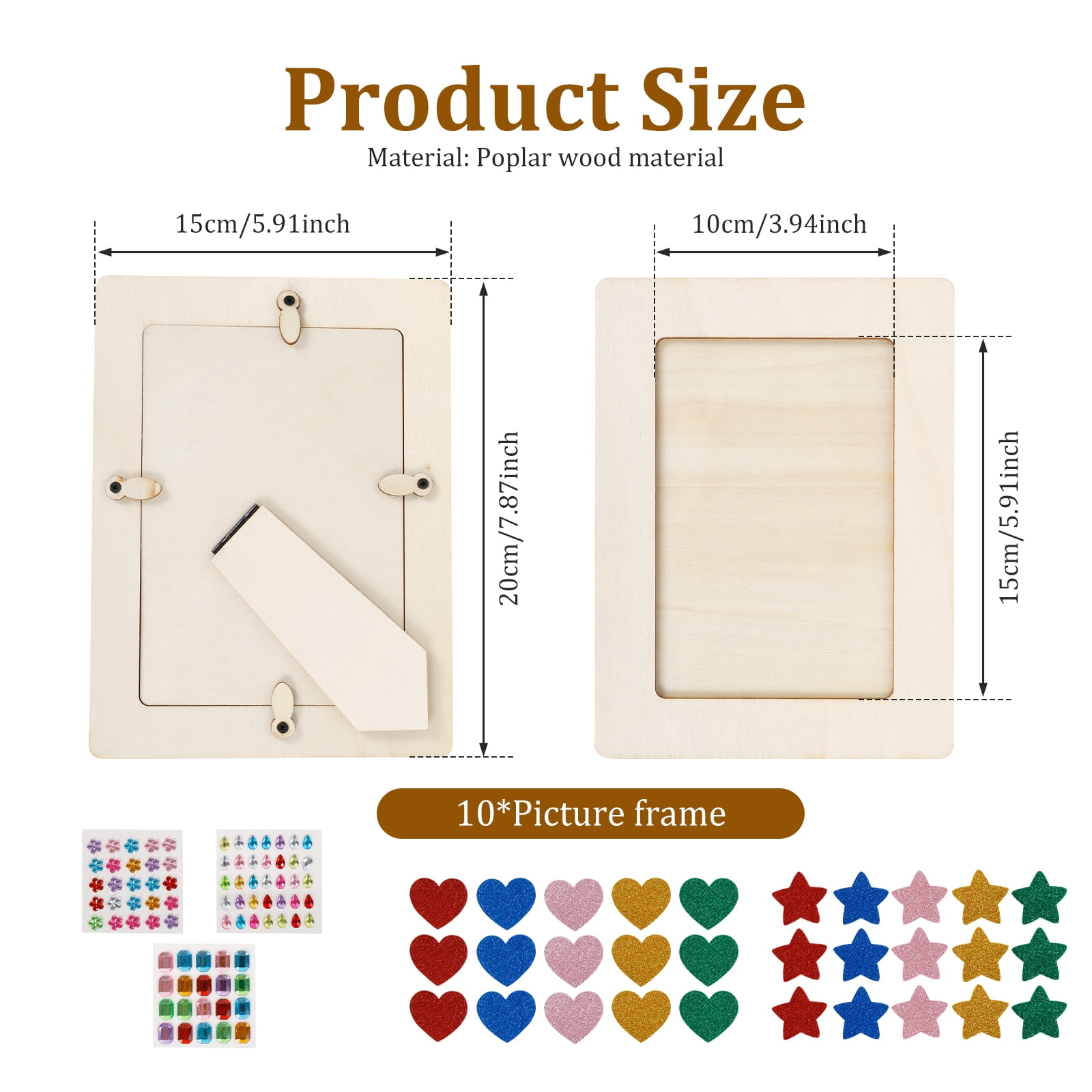 Keyohome 10Pcs Wood Picture Frame Painting Craft Kit Exercise Hand on Skill Rectangle DIY Picture Frame Parent Child Interaction for Party