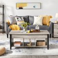 thumbnail image 3 of Alden Design 47.5" Lift Top Coffee Table with 3 Storage Compartments for Living Room, Rustic Gray, 3 of 10