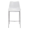 thumbnail image 4 of ZUO Magnus Chaise de Bar (Lot de 2) Blanc & Argent, 4 of 6