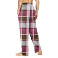 thumbnail image 6 of Men's Home Soft Pajama Pants, Plaid Print Drawstring Pocket Casual Lounge Pants for Fall, Winter and Home Comfort,Pink,XL, 6 of 8