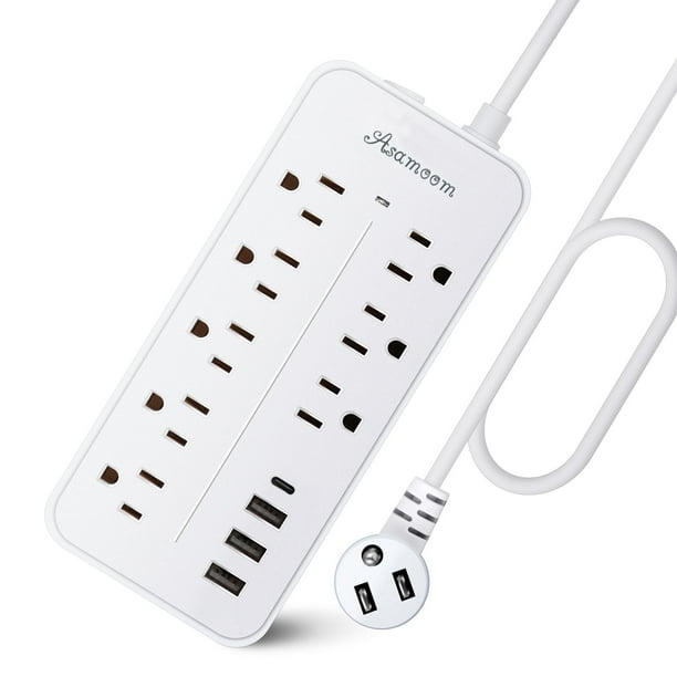 Cable de extensión de regleta de alimentación con protector contra sobretensiones con USB C