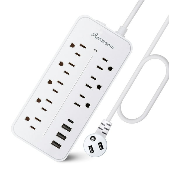 Cable de extensión de regleta de alimentación con protector contra sobretensiones con USB C