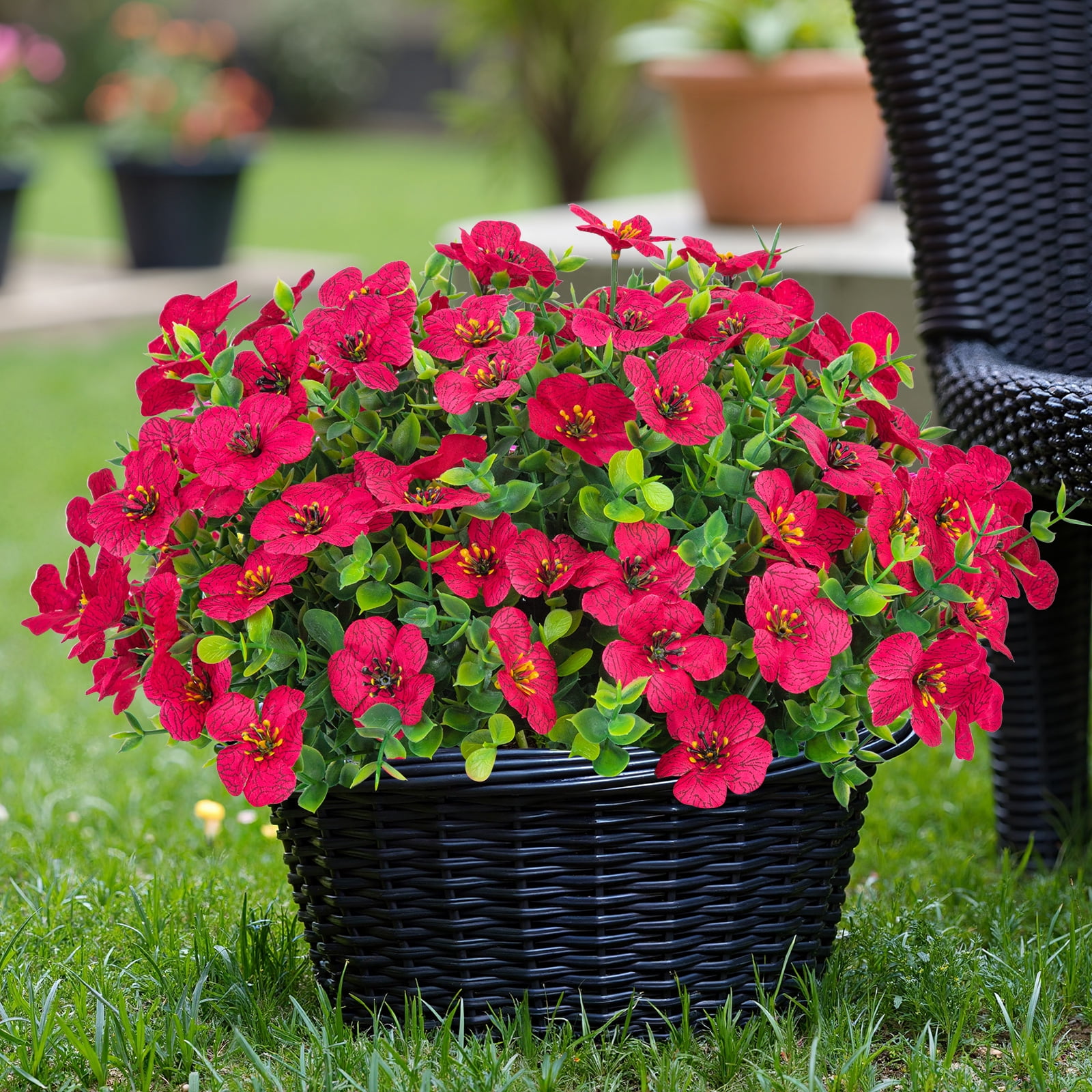 Scidweet 16 Bundles Artificial Fake Flowers Outdoor, Faux Flowers Plastic Plants Spring Summer Outside Home Porch Garden Window Box Decor