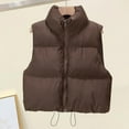 thumbnail image 4 of Winter Women Vest Coat Thickened Padded Zipper Closure Stand-up Collar Sleeveless Waistcoat Solid Color Winproof Heat Retention Outdoor Down Coat, 4 of 8