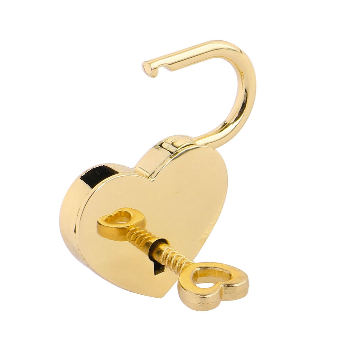 Unique Bargains Metal Heart Shaped Luggage Bag Security Lock Padlock Gold Tone
