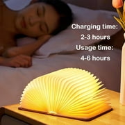 Lumio Book Lamp, Lumio Book Light, Night Light Lamp, Wooden Folding LED Book Light, Folding Book Light Lamp, Folding Portable Lamp, Folding Wooden 3 Colors Book Lamp Night Light-red Walnut