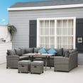 thumbnail image 2 of Outsunny Patio Furniture Sectional Sofa w/ Ottomans & Table, Gray, 2 of 8