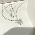 thumbnail image 2 of EOEMY 925 Silver Butterfly Necklace Double Chain Clavicle For Women Valentine Day Gift, 2 of 9