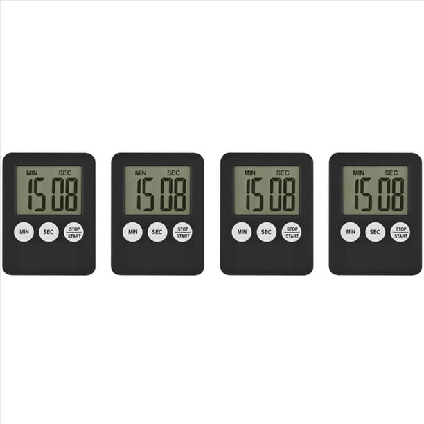 4X Temporizador de Cocina con Pantalla Digital LCD SúPer Fina, Temporizador de Cocina Cuadrado, Cuenta Regresiva, Reloj MagnéTico