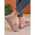 thumbnail image 4 of Rhinestone & Chain Decor Litchi Embossed Loafers, Black Fashionable Rhinestone & Metallic Chain Decor Solid Color Loafers, 4 of 4