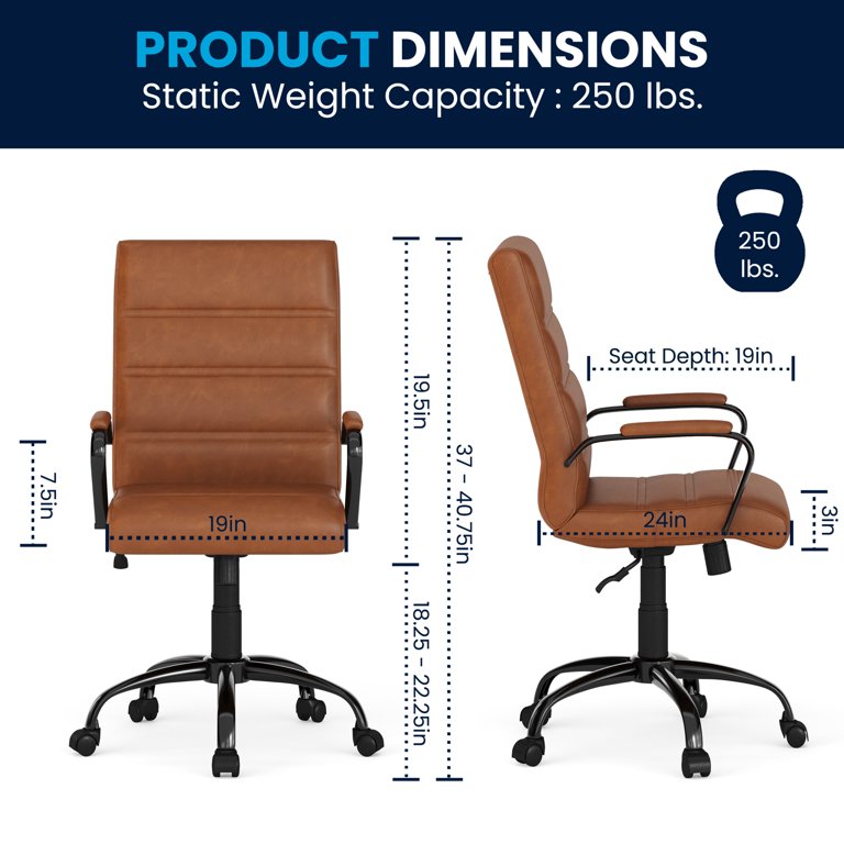 Flash Furniture Whitney Mid-Back LeatherSoft Desk Chair with