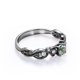 thumbnail image 3 of JeenMata Anillo de Compromiso Victoriano con 7 Piedras de 1,75 ct, Ágata Verde Musgo y Moissanita en Baño de Oro Negro de 18 K sobre Plata, 3 of 6
