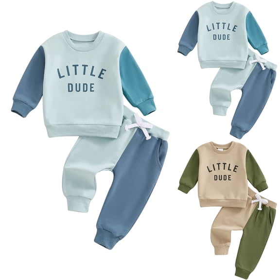 WUANDIXFA Toddler Baby Boy Fall Winter Clothes Mamas Little Boy Outfit Letter Long Sleeve Sweatshirts and Jogger Pants Set (Beige, 2-3 Years)