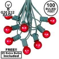 Novelty Lights 100 Feet Red G30 Globe Outdoor Patio String Lights, Green Wire