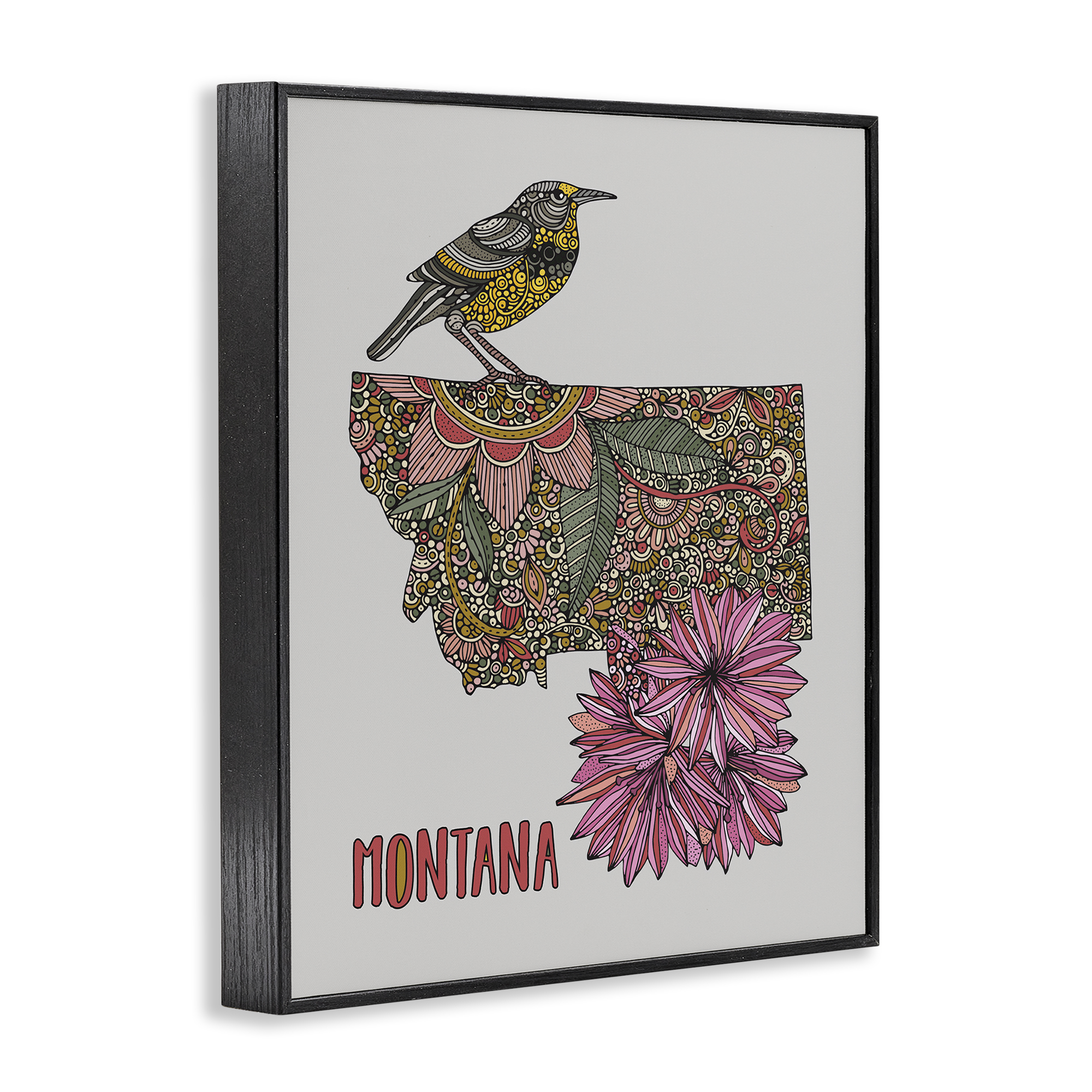 Stupell Industries Floral Montana State Botanical & Floral Painting Black Framed Art Print Wall Art, 16 x 20